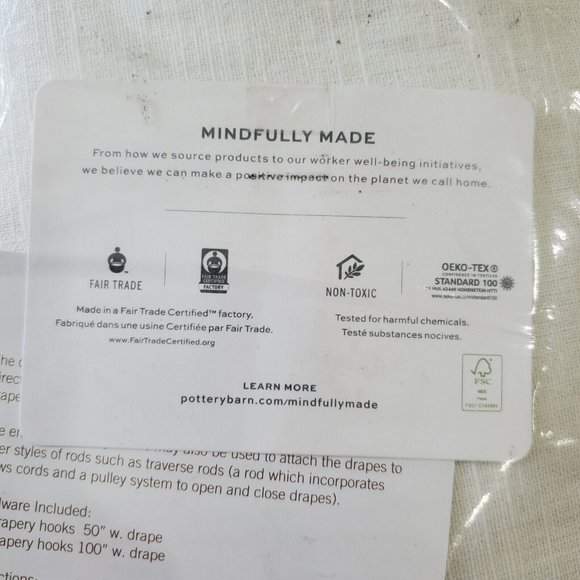 Pottery Barn Emery Drape Grommet Curtain Blackout Curtain 50" x 84" White - Picture 5 of 7